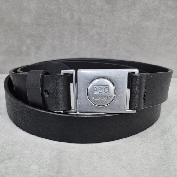 Polo Ralph Lauren Other - Polo Jeans Co RL belt men's 36 small black leather brushed silver buckle 2110496